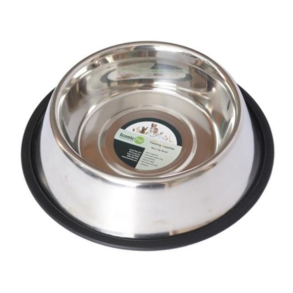 Iconic Pet Iconic Pet 92012 32 oz Stainless Steel Non - Skid Pet Bowl for Dog or Cat - 4 Cup 92012